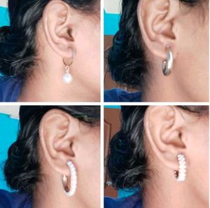 Pearl &amp; Gold Hoop Earring Set