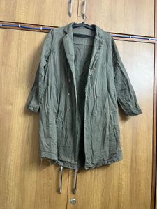 Olive Green Trench Coat Heavy Cotton