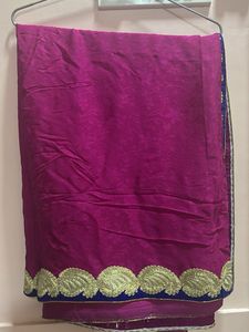 Pink Saree With Golden carry border
