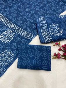 Indigo Block Print Dress Material