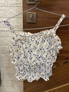 Cute Blue & White Crop Top
