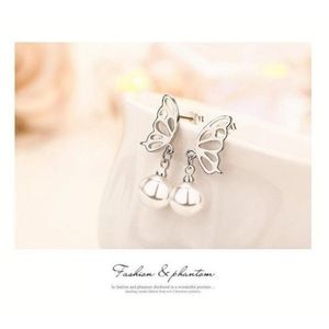 Butterfly Pearl Drop Earrings