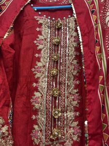 Red Embroidered Kurta Set