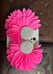 Hot Pink Flower Earrings