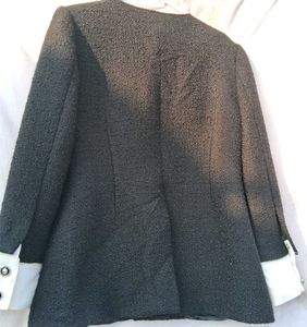Black Woolen Tweed Coat