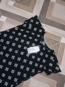 New Black Floral Print Straight Kurti