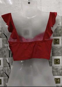 Red Tie-Front Crop Top
