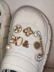 Customized White Clogs with Charms