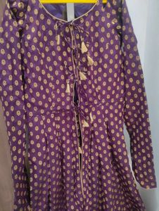 Purple &amp; Gold Anarkali Dress
