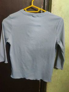 Cute Light Blue Ribbed Top