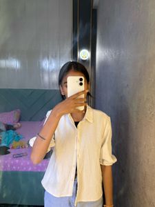White textured button-down shirt