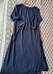 MAX Golden Motif Knee Length Navy Blue Kurti