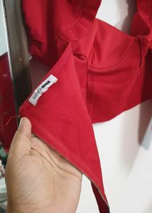 Red Puff Sleeve Corset Top