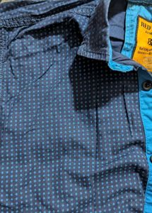 Blue Patterned Casual Shirt For Men