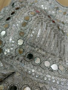 Silver Sequins And Mirror Work Blouse