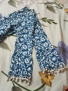 Boho Print Dress with Pom Poms