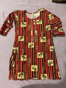 Red Floral Print Kurta