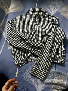 Branded Crop Checked Shirt