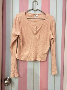 Peach Ribbed Top