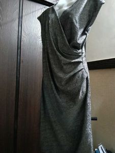 Sparkly Silver Wrap Dress Bodycon