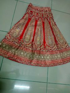 Red Embroidered Lehenga Skirt