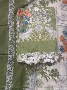 Green Printed Dress Material