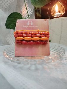 Orange Beaded Bracelet Set