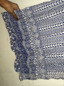 Blue &amp; White Patterned Sleeveless Dress