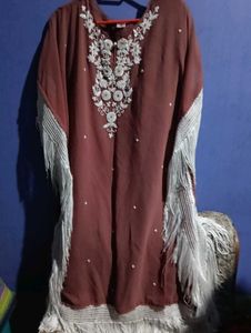 Embroidered Fringe Caftan