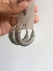 Textured Silver Hoop Earrings