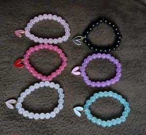 Heart Charm Beaded Bracelets Stack