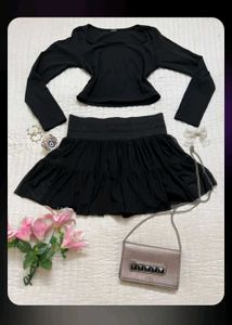 Black Top and Skirt Set