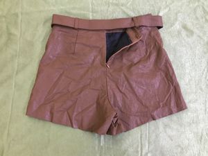 Highrise Belted Faux Leather Shorts Waist 28-30