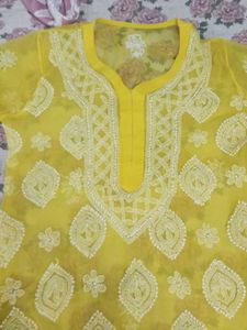 Yellow Embroidered Kurta
