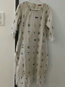 Off White Nature Printed Kurta
