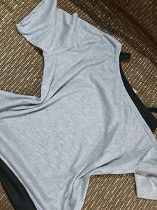 Grey Graphic Cold Shoulder Top