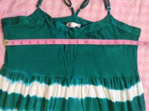 Green &amp; White Striped Maxi Dress