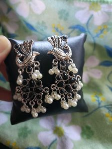 Oxidised Peacock Earrings