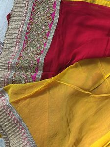 Red & Yellow Embroidered Sari