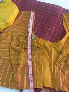 Meroon Checked Semi Soft silk Saree