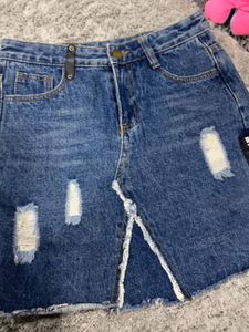 Distressed Denim Mini Skirt