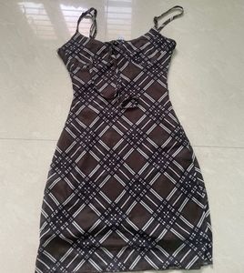 Brown Plaid Mini Dress