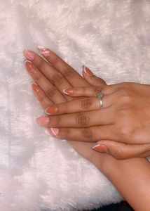 Brown Swirl Almond Nails Stick On Kit
