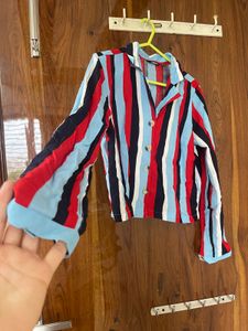 Striped Button-Down Crop Top