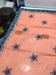 Elegant Orange Embellished Saree