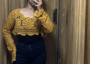 Crochet Bolero Shrug - Mustard Yellow