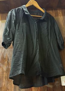 Black Button-Down Top