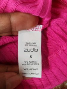 Pink solid ruffle top from Zudio