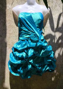 Strapless Teal Party Dress