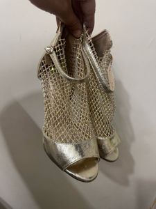 Glamorous Golden Mesh Heels